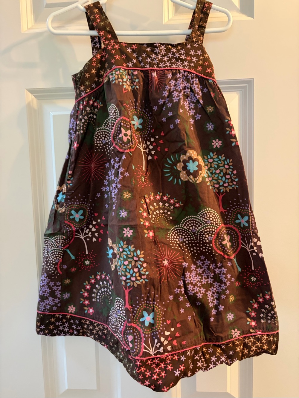 GAP Brown Floral A-Line Skirt with Pink & Teal Accents 3T